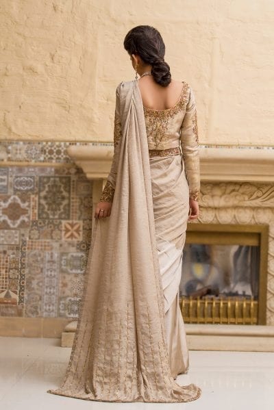 Pakistani Wedding Bridal Saree in Light Skin Color