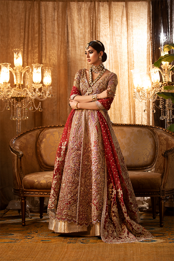 Pakistani Wedding Dress Red Pink Lehenga for Pakistani Bride