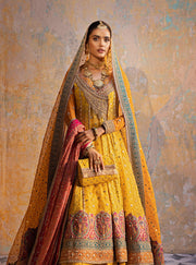 Pakistani Wedding Dress Yellow Lehenga Pishwas for Pakistani Bridal 2023