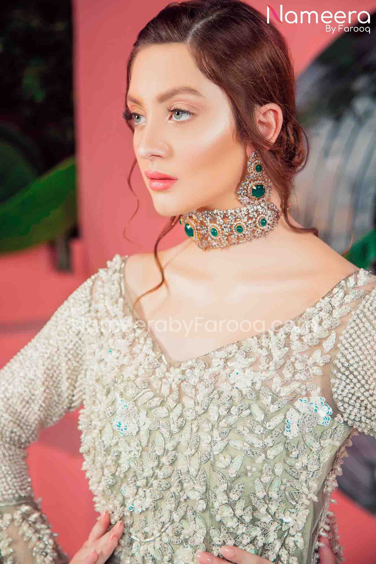 Bridal Maxi Dress Pakistani in Elegant Floral Design Online – Nameera ...