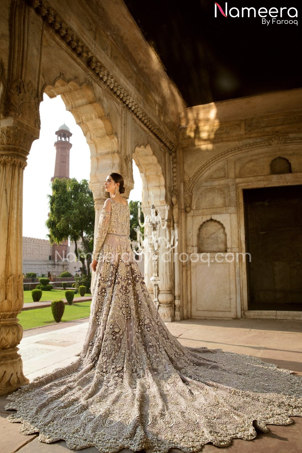 Pakistani Bridal Traditional Long Tail Maxi Dress Online – Nameera by ...