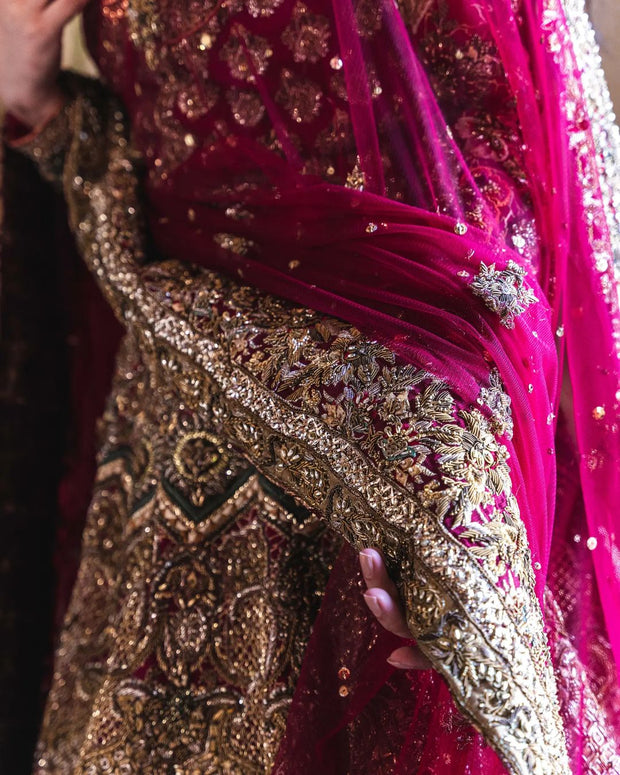 Pakistani Wedding Dresses Dark Pink Lehenga Choli 2023