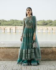 Pakistani Wedding Dress in Embroidered Pishwas Style
