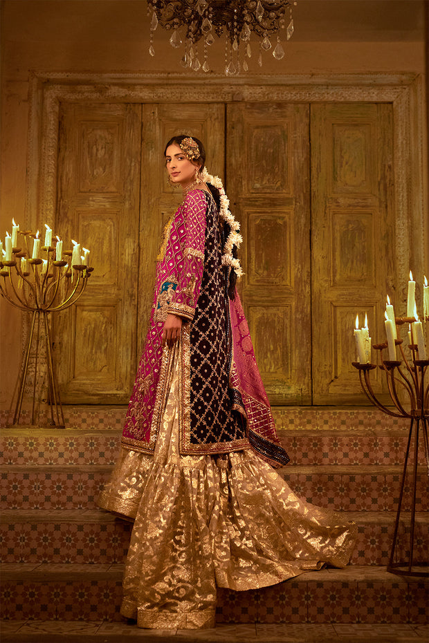 Pakistani Wedding Dress in Farshi Gharara Kameez Dupatta Style