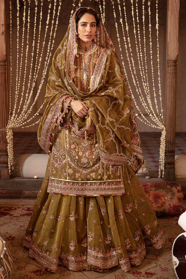 Pakistani Wedding Dress in Gharara Kameez Dupatta Style Online
