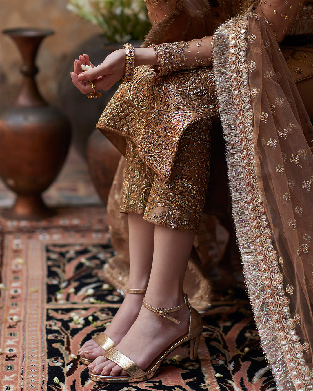 Pakistani Wedding Dress in Kameez Trouser and Dupatta Style