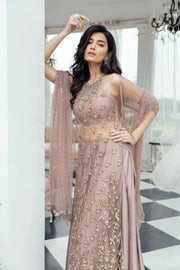 Pakistani Wedding Dress in Kameez and Silk Lehenga Style