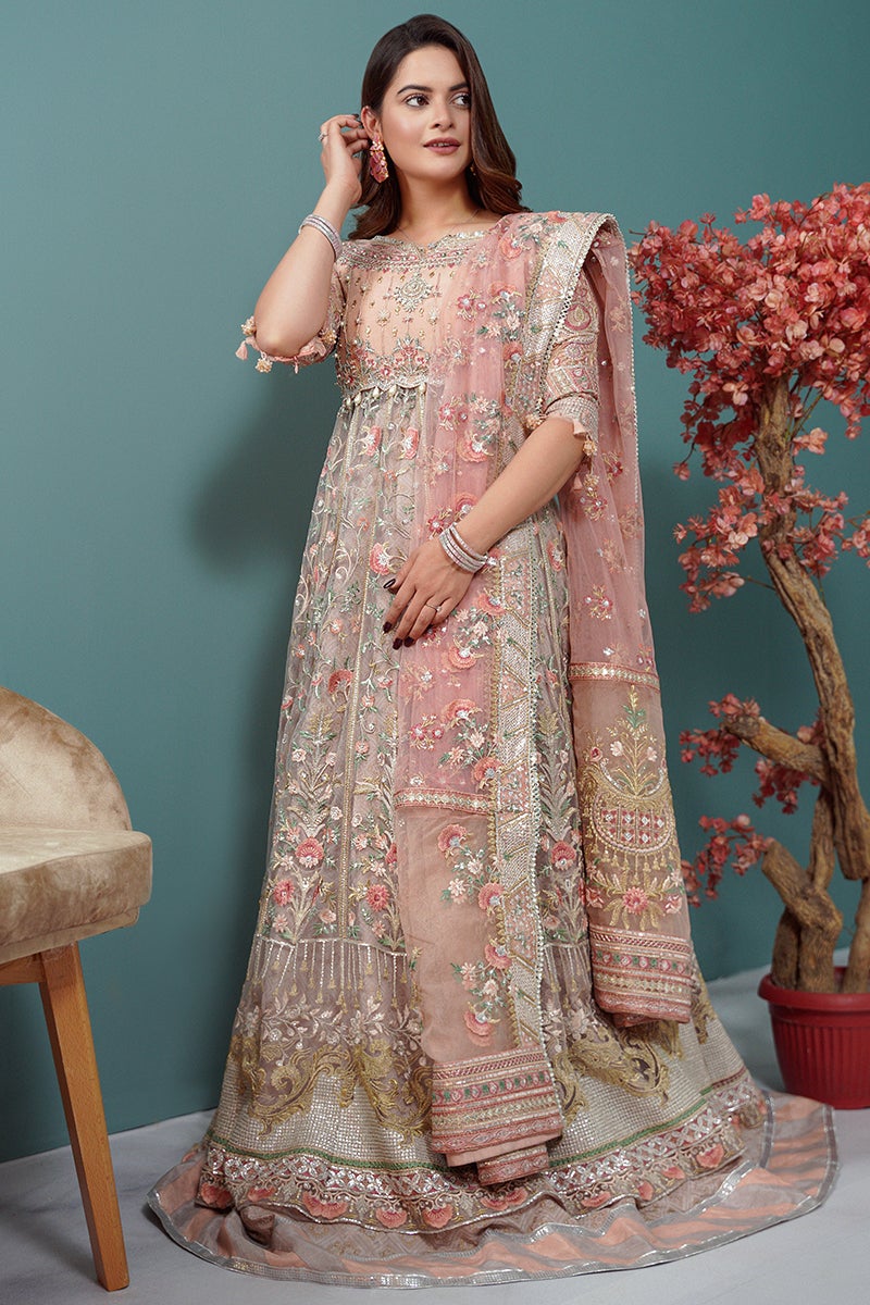 Pakistani Wedding Dress in Lehenga Frock Style for Bride
