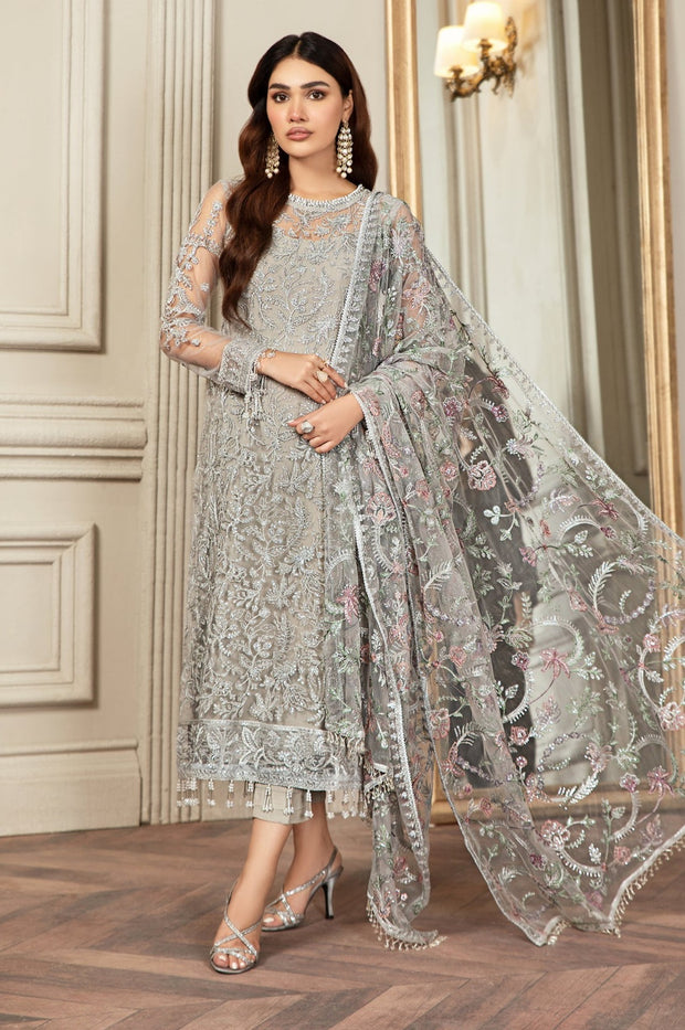 Pakistani Wedding Dress in Net Kameez Trouser Style