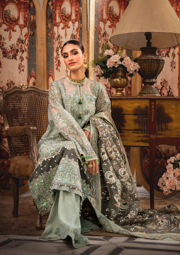 Pakistani Wedding Dress in Sage Green Shade 2022
