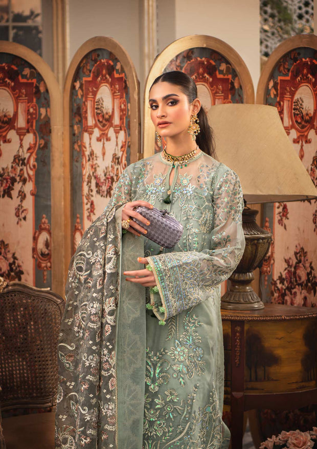 Pakistani Wedding Dress in Sage Green Shade Online