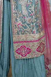 Pakistani Wedding Dress in Sharara Kameez Dupatta Design