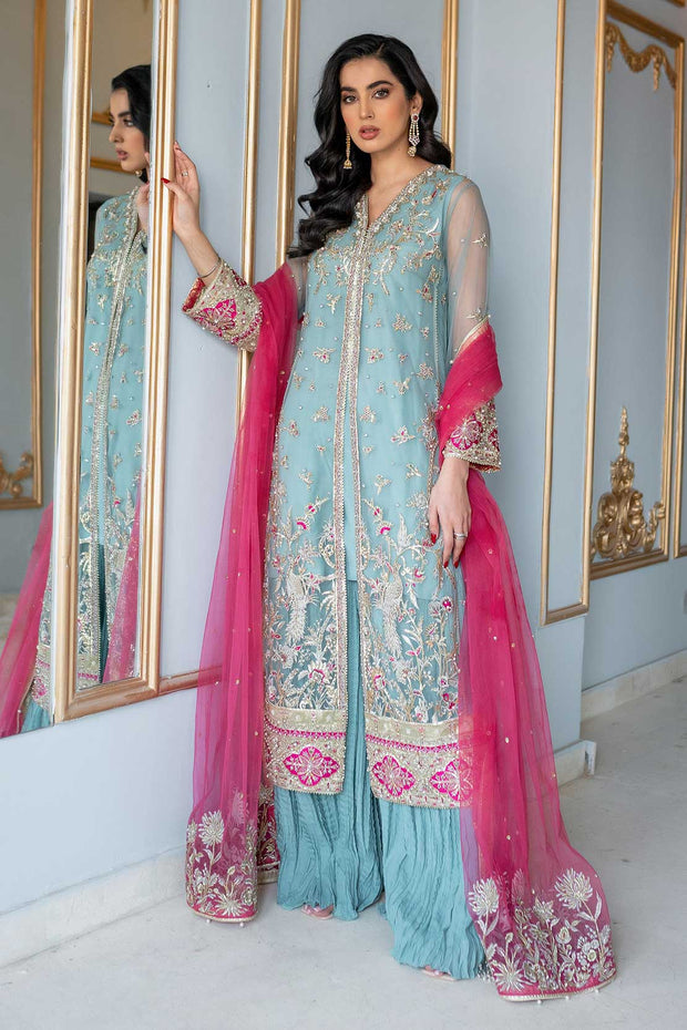 Pakistani Wedding Dress in Sharara Kameez Dupatta Style