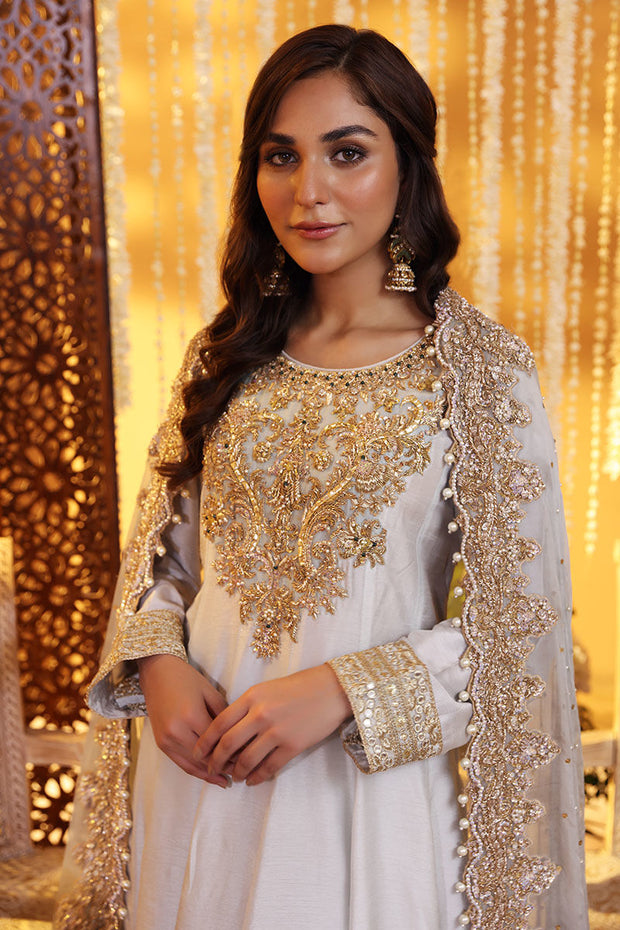 Pakistani Wedding Dress in Silk Pishwas Frock Style Online