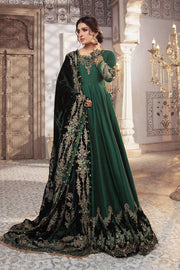 Pakistani Wedding Long Frock With Velvet Shawl 2023