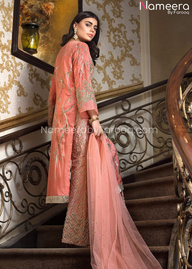 Pakistani Wedding Long Shirt with Sharara Dress 2022