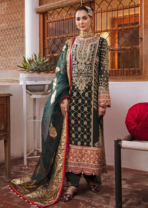 Pakistani Wedding Party Dress in Green Color Online 2021 Nameera by Farooq Pakistani Wedding Party Dress in Green Color Online 2021 Nameera by Farooq