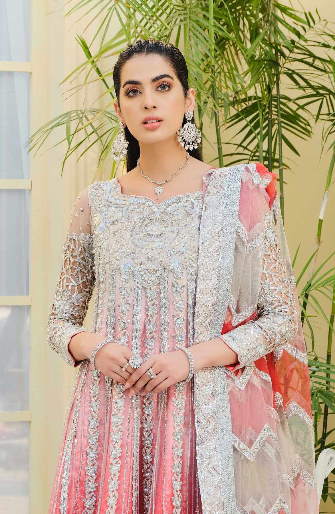 Pakistani Wedding Party Dress in Soothing Colors Online Nameera by Farooq