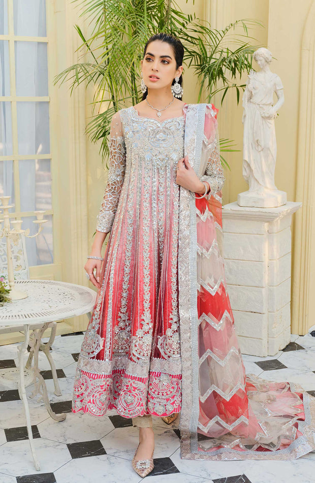 Pakistani Wedding Party Dress in Soothing Colors Online Nameera by Farooq