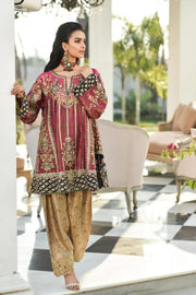 Pakistani Wedding Party Peplum in Pink Color