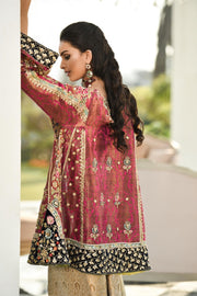 Pakistani Wedding Party Peplum in Pink Color Backside Look