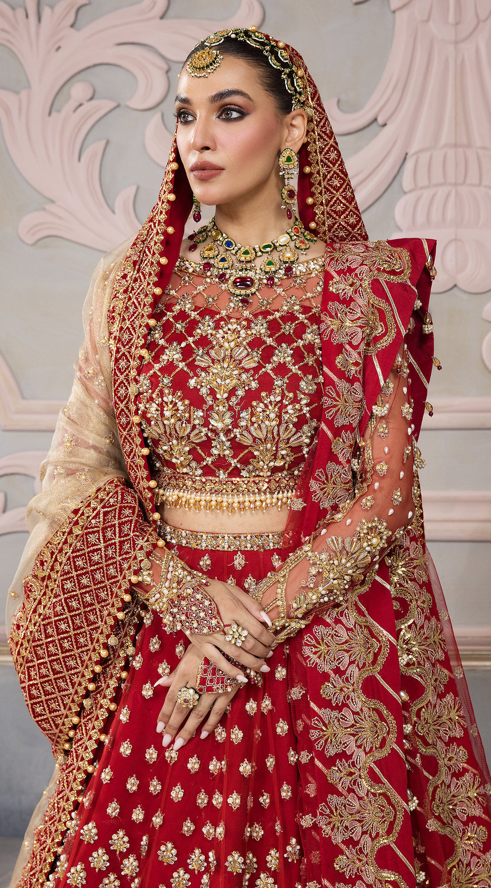 Pakistani Wedding Red Bridal Lehenga for Pakistani Bridal Wear