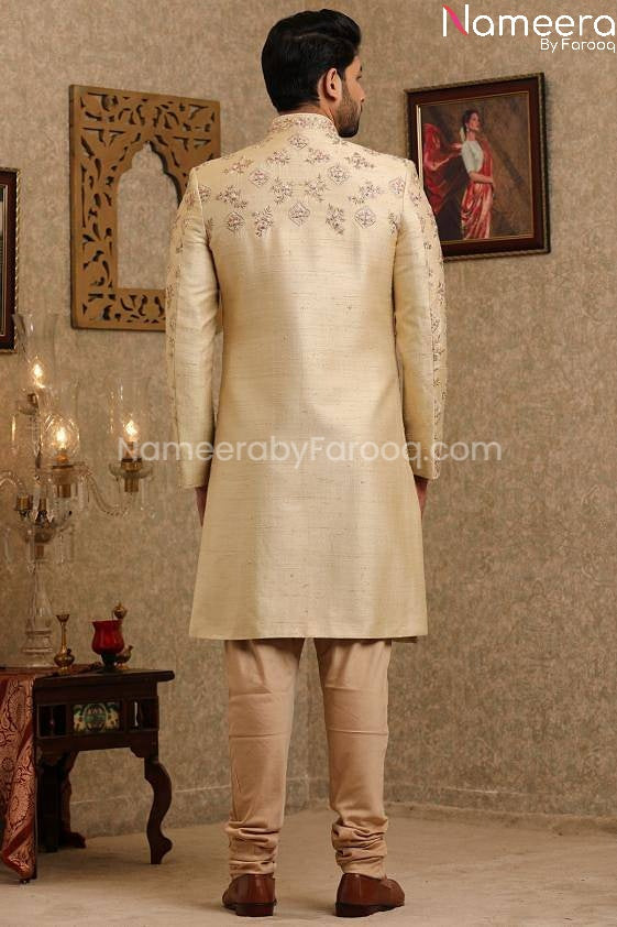 Pakistani Wedding Sherwani for Groom Online 2021 Back Side