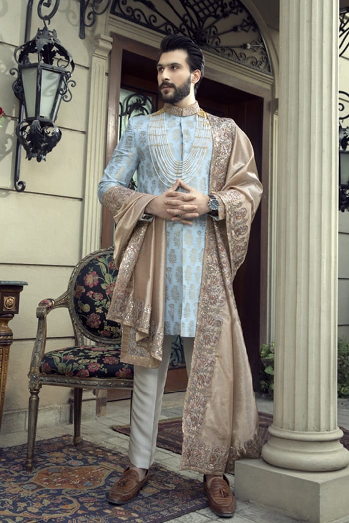 Buy Pakistani Wedding Sherwani for Groom Online – Nameera by Farooq