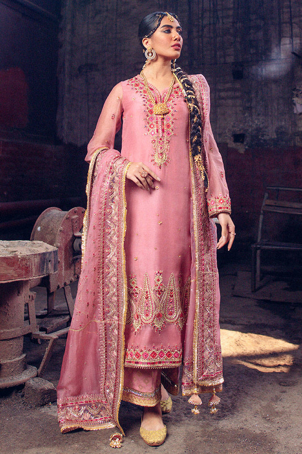 Elegant Pakistani Wedding Tea Pink Salwar Kameez Dress Online – Nameera by Farooq
