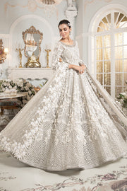 Pakistani White Bridal Dress in Gown Lehenga Style