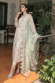 Pakistani White Dress with Silver Work Designer Online Nameera by Farooq