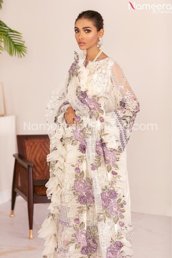 Pakistani White Purple dress