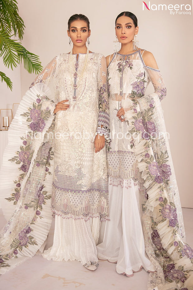 Pakistani White Purple  Eid dress