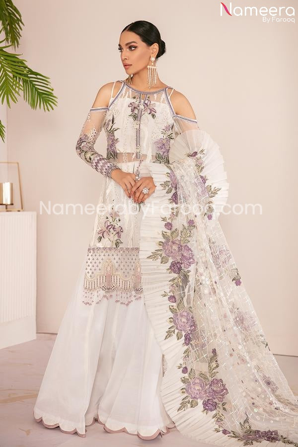 Pakistani White Purple dress Party wear