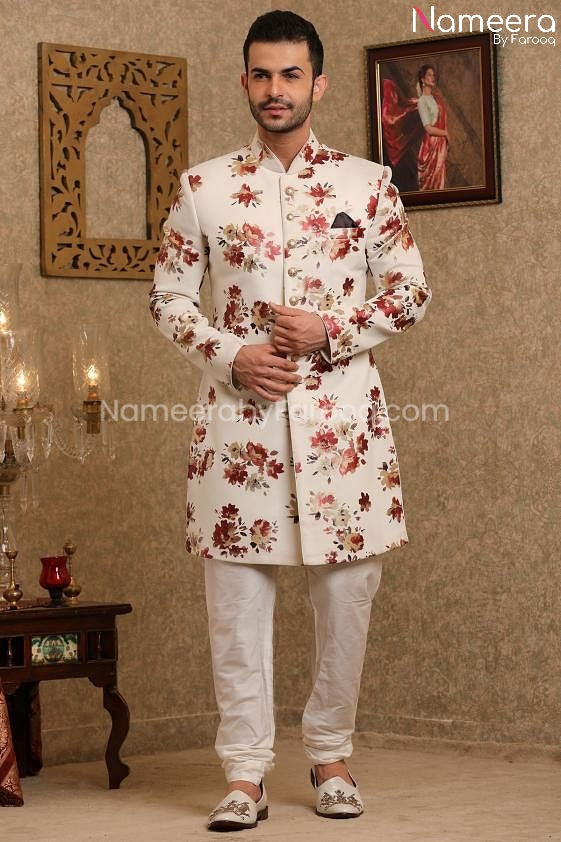 Pakistani White Sherwani for Wedding Online 2021 Front look