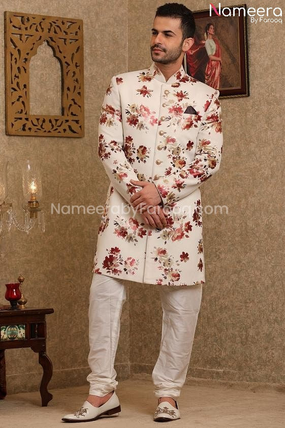 Pakistani White Sherwani for Wedding Online 2021 Front look