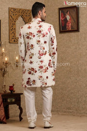 Pakistani White Sherwani for Wedding Online 2021 Backside picture