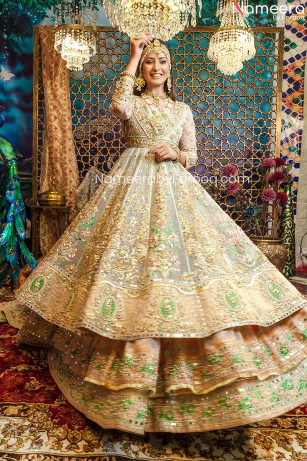Pakistani White Wedding Lehenga Dress