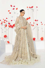 Pakistani White and Golden Wedding Lehenga Frock 2022