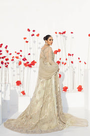 Pakistani White and Golden Wedding Lehenga 