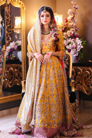 Premium Pakistani Yellow Embroidered Lehenga Choli with Gold Dupatta