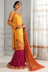 Pakistani Yellow Kurti with Pink Sharara Party Wear 2023