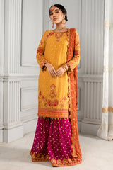 Pakistani Yellow Kurti with Pink Sharara Party Wear