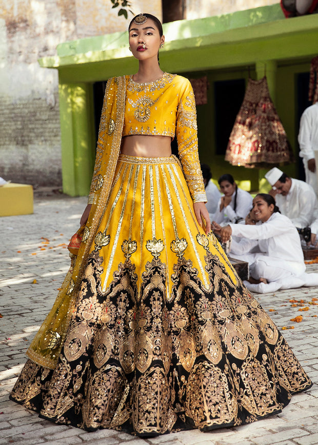 Pakistani Yellow Lehenga with Choli Bridal Dress