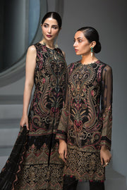Latest Pakistani Black Chiffon Party Dress Models Look