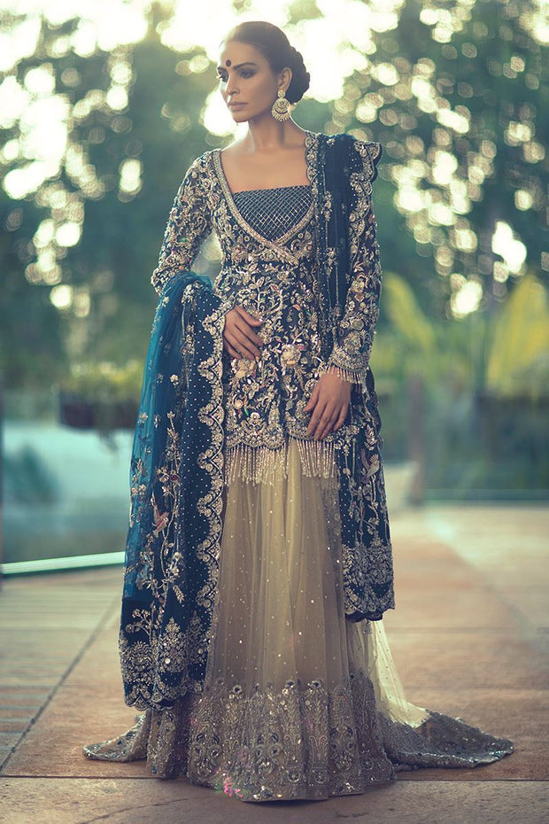 Royal Blue Pakistani Bridal Dress for Walima