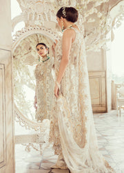 Pakistani Bridal Dress for Wedding in Ivory Color Backside View