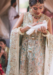 Pakistani Bridal Dress in Mint Color for Wedding #J5160