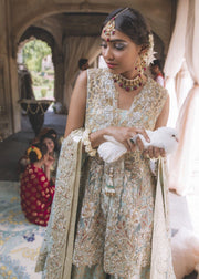 Pakistani Bridal Dress in Mint Color for Wedding