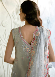 Pakistani Bridal Ice Blue Farshi Lehnga for Wedding Backside View